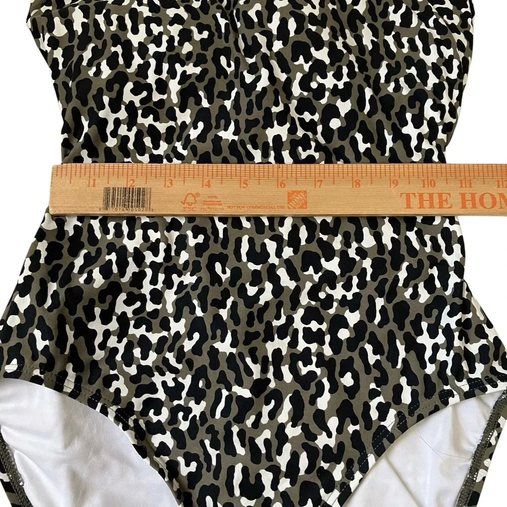 MICHAEL‎ KORS One Piece Swimsuit Leopard Print Lace Up Back Women Size 10